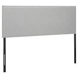 Zinus Jake Upholstered Nailhead Rectangular Headboard in Light Grey, Queen (B079SMB815)