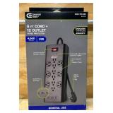 Commercial Electric 6 FT Cord + 12 Outlet