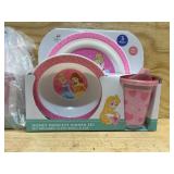 Disney Princess 3pc Kids Dinnerware Set   BPA-Free Melamine Plate, Bowl & Cup   Aurora, Belle & Cinderella   Durable Toddler Tableware Ages 3+