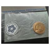 1974 and 1976 Bicentennial Commemorative Medals in Original PAckage with Commemorative Stamps