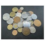 Forty Four Mixed Foreign Coins: Includes Mexico, Austria, Canada, Switzerland, Phillipines, Italy, Denmark, Australia, Norway, England, Germany, and Ireland