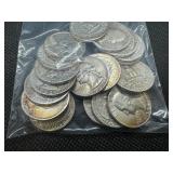 18 Silver Washington Quarters including: 1939-P,  1940s (5), 1950s (5), and 1960s (7)