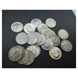 Twenty-two 40% Silver Kennedy Half Dollars: 1966 (3); 1967 (8); 1968-D (6), and 1969-D (5)