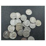 Twenty-One Older Nickels: 19 mixed date and no date Buffalo Nickels; 1907 and 1910 V Nickels