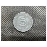 1942 Reichspfennig Nazi Germany WW II Coin with Swastika