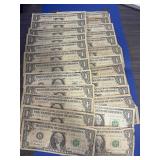 25 Circulated 1963B $1.00 Notes