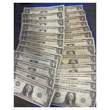 25 Circulated 1963B $1.00 Notes