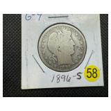 Semi Key Date 1896-s Silver Barber Half Dollar (Greybook Wholesale price for a G4 is $85)