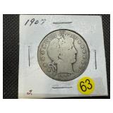 1907 Silver Barber Half Dollar