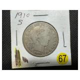 1910-S Silver Barber Half Dollar