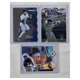 Lot of 3 Alex Rodriguez Die Cut Baseball Cards featuring Pinnacle, Topps Power Brokers and Fleer