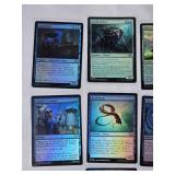 Magic: The Gathering Foil Cards Including Copycrook, Depth Defiler, and Reflective Golem with copyright years including 2021 and 2024