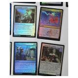 Magic: The Gathering Foil Cards Including Copycrook, Depth Defiler, and Reflective Golem with copyright years including 2021 and 2024