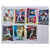 Lot of 7 Shohei Ohtani Baseball Cards Including Topps Heritage, Topps Chrome, Panini Diamond Kings, and Stars of MLB Holo Cards