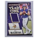 J.J. McCarthy Rookie Relic 2024 Panini Rookies & Stars #YO-JJM - Minnesota Vikings Football Card