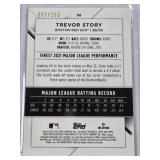 Lot of 3 Numbered Refractros Max Muncy Panini Prizm 275/299, Trevor Story Topps Finest 97/150, and Sonny Gray Topps Chrome 51/75
