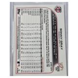 Lot of 3 Numbered Refractros Max Muncy Panini Prizm 275/299, Trevor Story Topps Finest 97/150, and Sonny Gray Topps Chrome 51/75