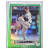 Lot of 3 Numbered Refractros Max Muncy Panini Prizm 275/299, Trevor Story Topps Finest 97/150, and Sonny Gray Topps Chrome 51/75