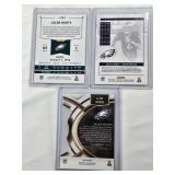 Lot of 3 Jalen Hurts Football Cards including Panini Luminance Rookie and Select Prizm