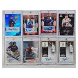 Lot of 8 Auto Baseball Cards All in Magnetic One Touches Featuring Bailey Falter, Nick Wells, Victor Arano, Kyle Molnar, Colton Welker, Logan Wyatt, and Rhett Wiseman