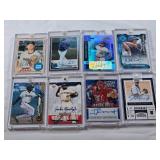 Lot of 8 Baseball Cards in Magnetic One Touches with Chance Adams, Dennis Santana, Blake Rutherford, Julio Pablo Martinez, Jackie Bradley Jr., Jason Jennings, Jordon Montgomery, and Jakson Reetz. Incl