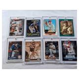 Lot of 8 Baseball Cards in Magnetic One Touch Cases with Mike Trout, Jackson Chourio, George Brett, Adley Rutschman, Craig Kimbrel, and Kodai Senga. Includes Rookie cards