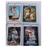Lot of 8 Baseball Cards in Magnetic One Touch Cases with Mike Trout, Jackson Chourio, George Brett, Adley Rutschman, Craig Kimbrel, and Kodai Senga. Includes Rookie cards