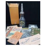 VINTAGE POLLY GAS MOTOR OIL BOTTLE WITH SPOUT / ORIGINAL BOX