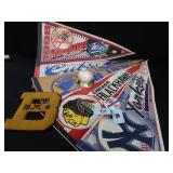 SIGNED GAME BALL, VINTAGE SPORTS PENNANTS AND MEMORABILIA