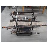 ROLLING RACK WITH 18 ASSORTED SIZED WOOD CLAMPS