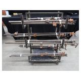 ROLLING RACK WITH 18 ASSORTED SIZED WOOD CLAMPS