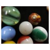 VINTAGE MARBLES / BLUE BALL IDEAL LIDDED JAR