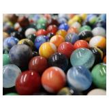 VINTAGE MARBLES / BLUE BALL IDEAL LIDDED JAR