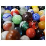 VINTAGE MARBLES / BLUE BALL IDEAL LIDDED JAR