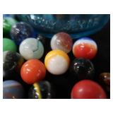 VINTAGE MARBLES / BLUE BALL IDEAL LIDDED JAR