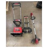 Toro S-120 Electric Snow Blower, Foldable Dolly, and 24V Toro String Trimmer Set
