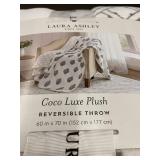 Laura Ashley Coco Luxe Plush Reversible Throw 60 x 70 Inches