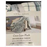 Laura Ashley Coco Luxe Plush Reversible Throw 60x70 Inches