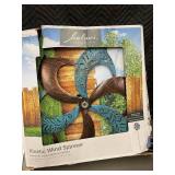 Belavi Kinetic Wind Spinner Blue-Bronze Flower Design 22 Inch