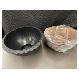 Plastic Planter Bowl and Set of 2 Hanging Wire Baskets with Coconut Liners