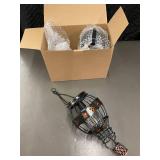 Pair of Metal Flower Hot Air Balloon Solar Outdoor Lanterns