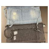 Set of 2 Denim Server Aprons with Distressed Pockets