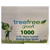 Treefree Greer2 5.75 in Black Cocktail Bamboo Paper Straws, 3000 Count