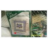 Tote full of crafting supplies.