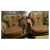 Victorian Styled Rose Themed Chairs & Ottoman