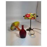 Hummingbird Painted Stained Glass Lamp & Unique Glass Items