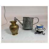 Brass Vase, Watering Can, & Candle Holder