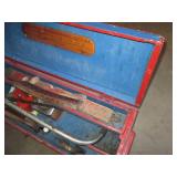 Vintage wood footlocker toolbox, ha...