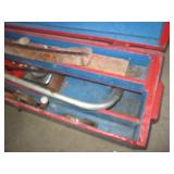 Vintage wood footlocker toolbox, ha...