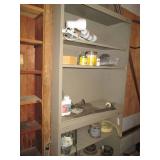 Stacked pair of metal shelving unit...